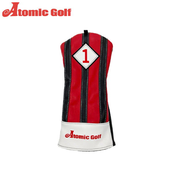 【送料無料】 アトミック ゴルフ ドライバー用 460cc対応 ストライプ ヘッドカバー レッド×ブラック 赤黒 Atomic Golf