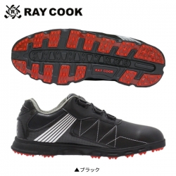 【幅3.5E/送料無料】 レイクック ゴルフ RCGS1800 ダイヤル式 スパイクレス ゴルフシューズ ブラック RAY COOK Spikeless 超軽量 ダイヤル式