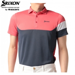 【送料無料】 デサント スリクソン RGMTJA06 ICEBLASTカラーブロックシャツ ゴルフウェア ポロシャツ ピンク(PK00) DESCENTE SRIXON