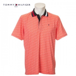 トミーヒルフィガー THMA221 ロゴプリント ポロシャツ コーラルピンク(C.P)