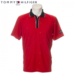 【送料無料】 トミーヒルフィガー THMA227 総柄プリント ポロシャツ レッド(RED)