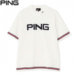 【送料無料】 ピン ゴルフ 2175300 PINGビッグロゴ 半袖 モックネックニット シャツ ホワイト(030) PING