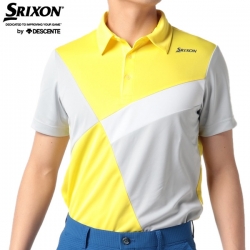 【送料無料】 デサント スリクソン RGMTJA20 カラーブロックプロモデル 半袖 ポロシャツ イエロー(YL00)