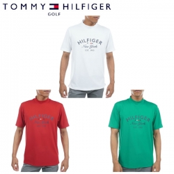 【送料無料】 トミーヒルフィガー ゴルフ THMA318 アーチロゴ モックネック 半袖 シャツ ゴルフウェア