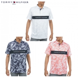【送料無料】 トミーヒルフィガー ゴルフ THMA332 リーフプリント 台衿付シャツ ポロシャツ 半袖 ゴルフウェア